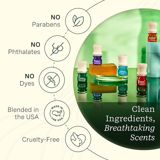 Lifelines Essential Oil Blends, 2-Pack - Blended Essential Oils with Mess-Free Precision Pump for Aromatherapy Diffusers - Long-Lasting Scented Fragrance - Crisp Mountain Air (Calm & Focus)