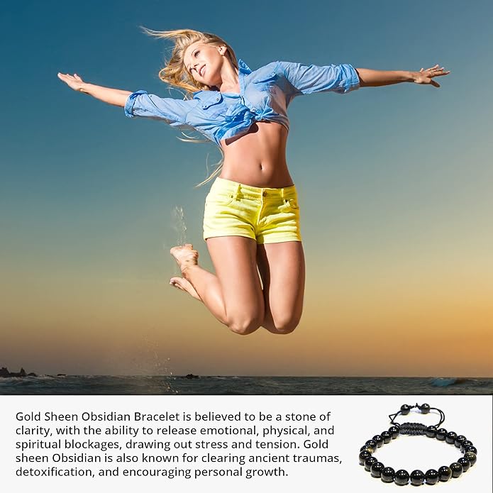 Energy Protection Crystal Handmade Adjustable Bead Bracelet Perfect for Men, Women’s Gift - Gemstone Healing Stretch Bracelet Pulsera Para Hombre Mujer Stocking Stuffer