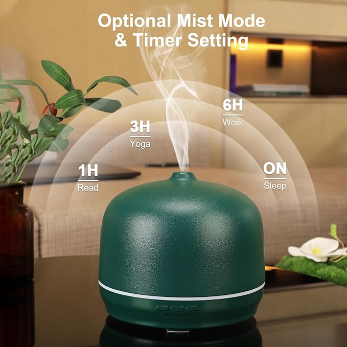 Ceramic Essential Oil Diffusers for Home Large Room, 500ml Aromatherapy Scent Air Diffuser Bedroom Ultrasonic Aroma Defusers with Timed-Blue