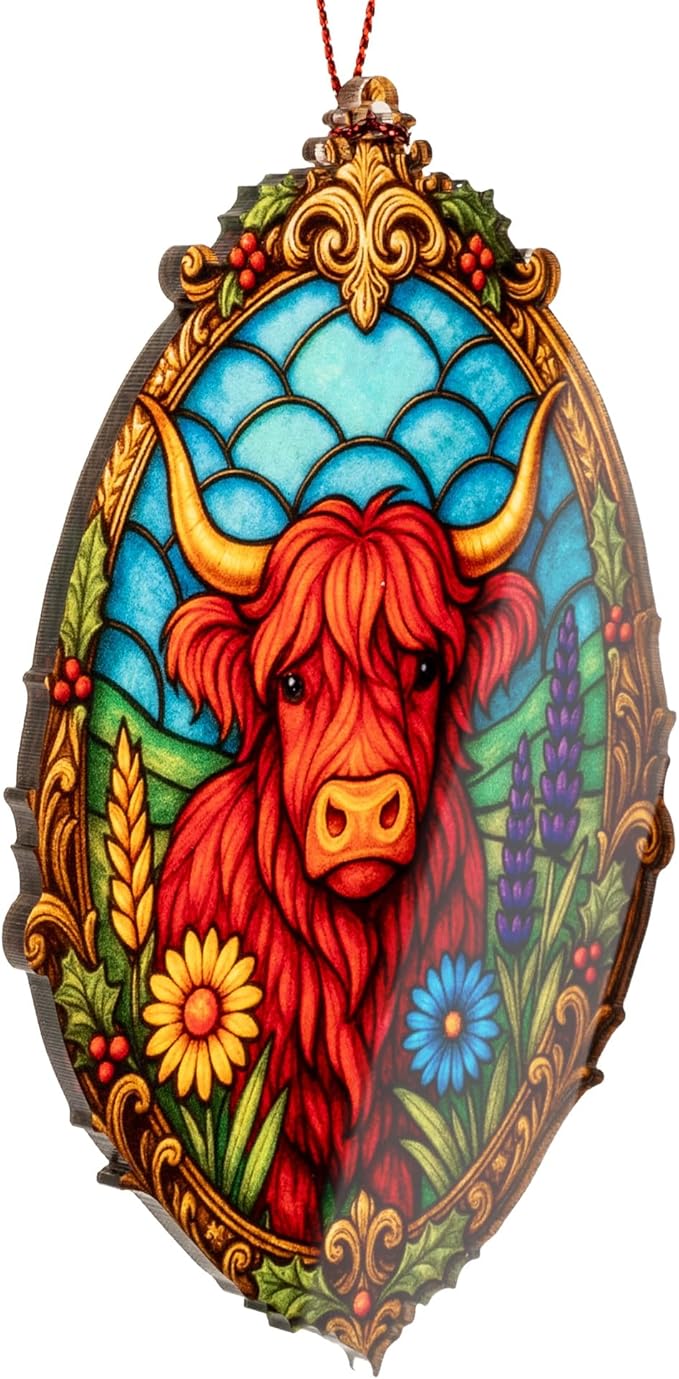 Highland Cow Ornaments-Highland Cow Gifts-Christmas Ornament 2025-Vintage Farmhouse Christmas Ornament - Christmas Ornaments 2025-White Elephant Gifts-Xmas Tree Funny Decoration RUSATEN Cowxmas 1