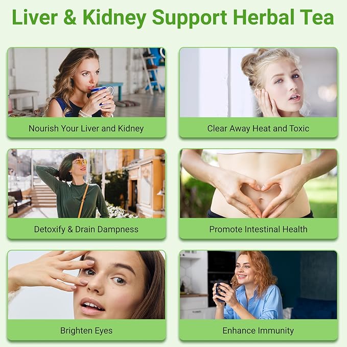 Dandelion Wolfberry Tea, Chinese Traditional Seven Natural Herbs Formula Blend Support Kidney & Liver Health Dandelion Root Tea Bags (2 Pack/24 Bags)