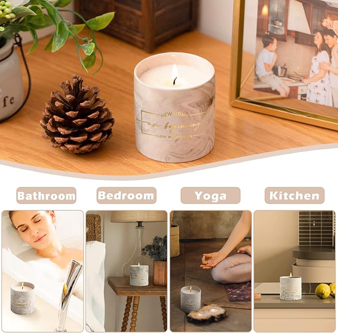 Freejac New Home Housewarming Gift for Women Men Friend, Gift Ideas New Homeowner Decoration Party Decor Porcelain Ceramics Scented Candle 6oz