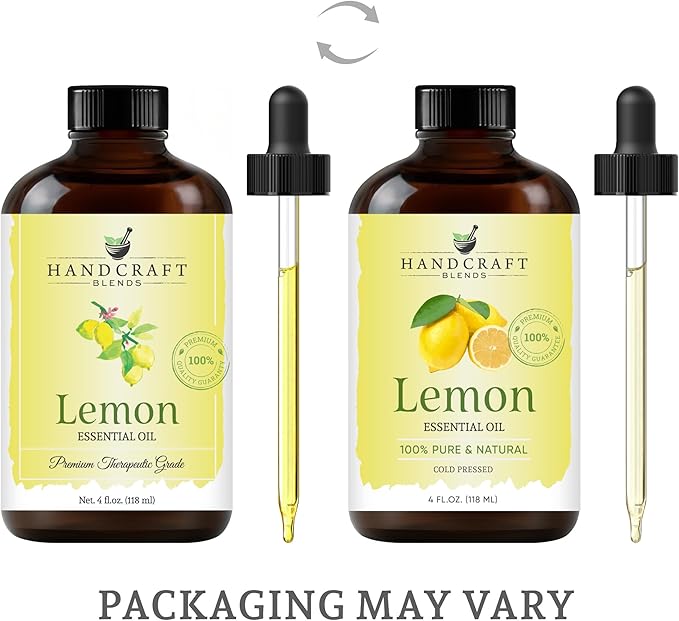 Handcraft Blends Lemon Essential Oil – Huge 4 Fl Oz – 100% Pure and Natural – Premium Grade Essential Oil for Diffuser and Aromatherapy, Skin, Massage, Candle and Soap Making Fragrance
