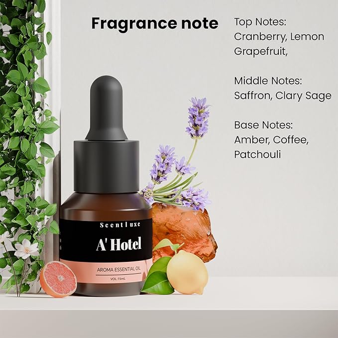 A 'Hotel Scent Aroma Diffuser Oil - Inspired by Atlantis Hotel for Home Premium Fragrance Oil for Ultrasonic and Waterless Diffusers and Crafting - 15 mL, Glass Bottle with Dropper