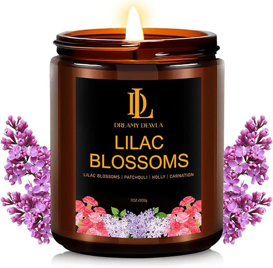 Lilac Blossom Scented Candles, Lilac Blossom Candle, Aromatherapy Candle Gifts for Women, Soy Candles for Home Scented, 7oz 50 Hours Burn, Home Décor