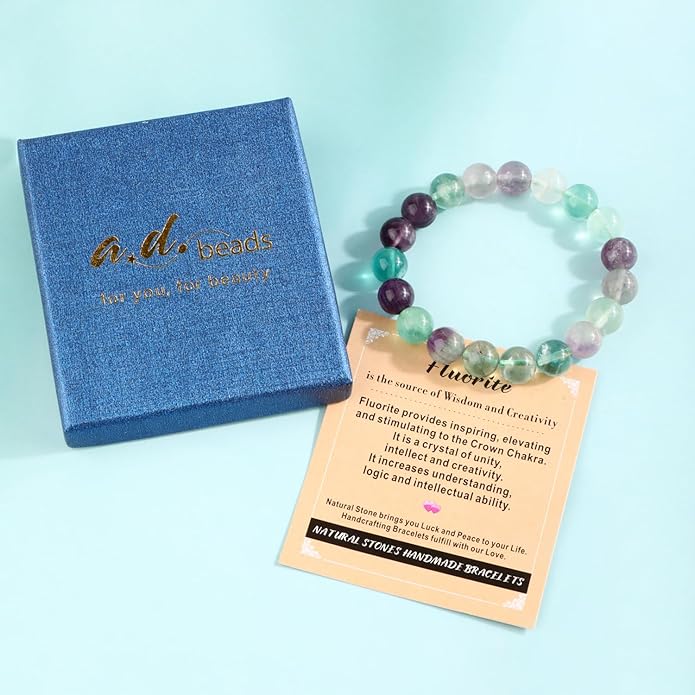 AD Beads 4mm6mm8mm10mm Handmade Bracelet - Natural Gemstone for Peace and Tranquility - Meditation, Yoga, Healing and Energy Gift for Unisex