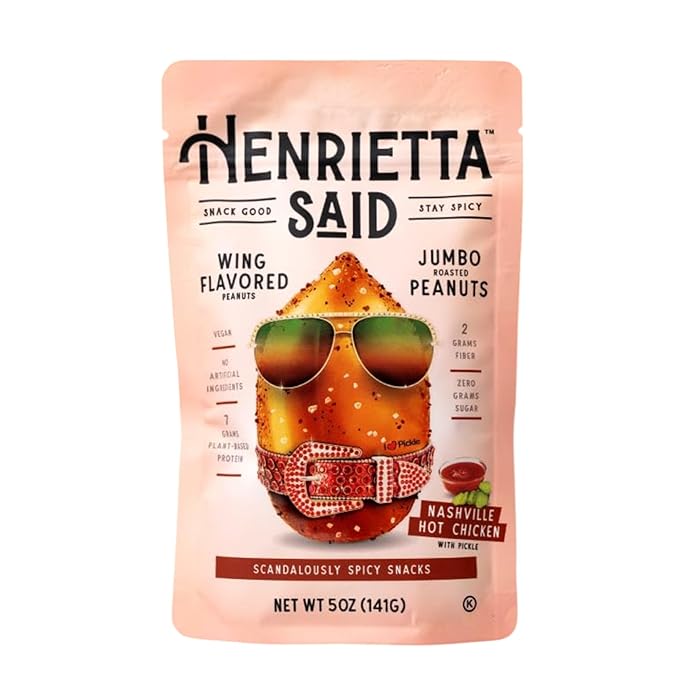 Henrietta Said Wing-Flavored Peanuts - Truly Good Foods Snacking Nuts - Bold Flavors - Savory & Spicy Jumbo Flavored Peanuts - Vegan Snack -(5-oz) - Nashville Hot Chicken With Pickle