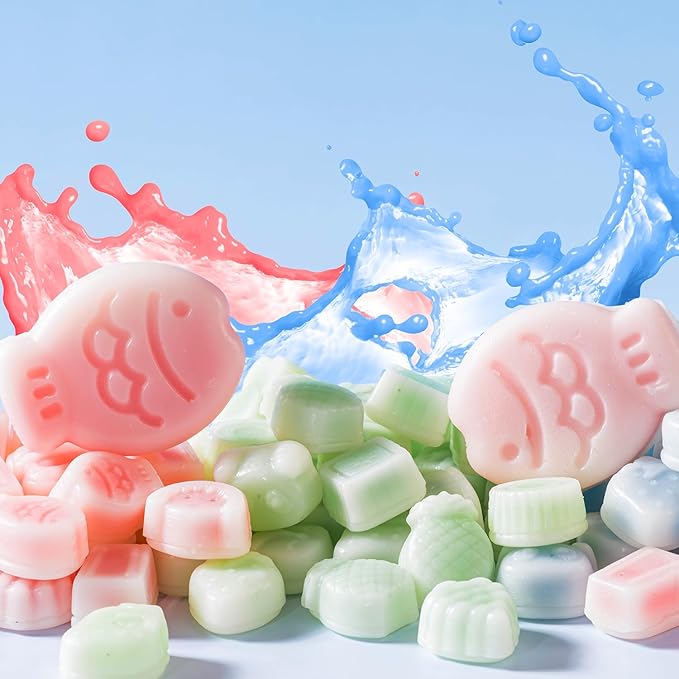 Halfoma Chewy Wax Bottle Candy with 3 Giant Fish - 30-Piece Assorted Fruit Flavors Chew Treats for Kids, Party Favors, Classroom Supplies,9.5oz