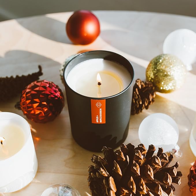 Calyan Wax Co. Soy Wax Candle, Apples + Maple Bourbon Scented Candle, 75 Hour Burn Time, Aromatherapy Soy Candles, Non Toxic & Vegan Soy Wax, Black Tumbler Scented Candles, 13oz