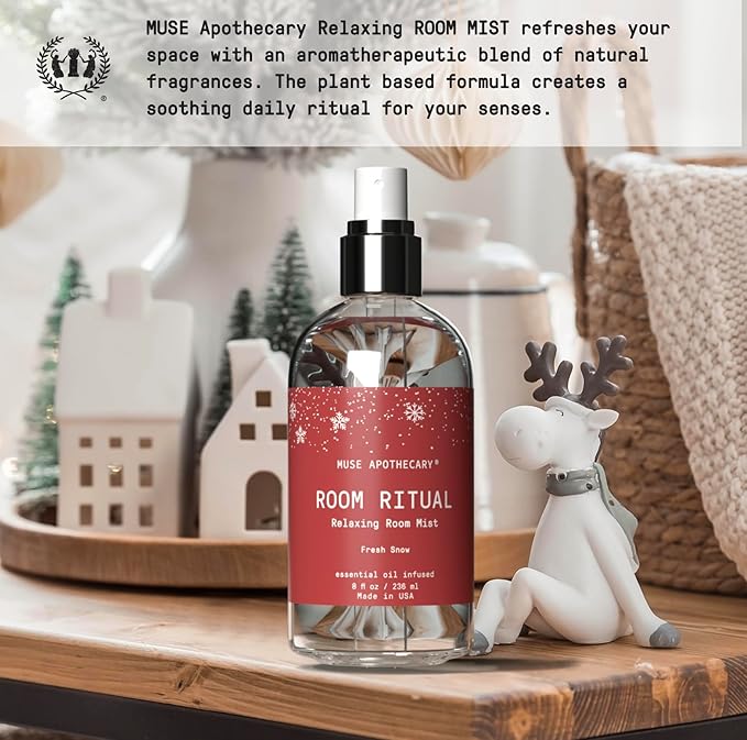 Muse Apothecary Room Ritual - Room Spray, Aromatic and Relaxing Room Mist, Air Freshener Spray, Infused with Natural Aromatherapy Essential Oils - 8 oz, Fresh Snow, 2 Pack