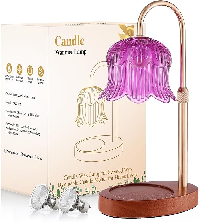 Candle Warmer Lamp Adjustable Timer Electric－Purple Flower-Shaped Wax lamp