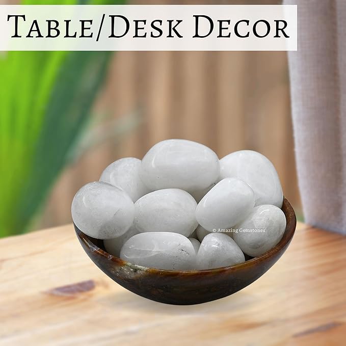 Amazing Gemstone Snow Quartz Crystals and Healing Stones Tumbled - 1 Oz Snow Quartz Stone Gem Stones, Natural Healing Stones for Energy Balance, Stress Relief - Polished Gems Rocks