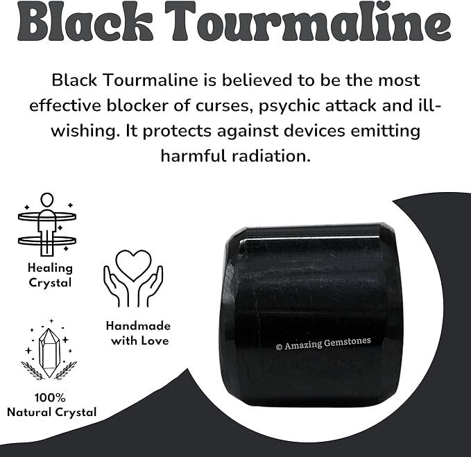 Amazing Gemstone Black Tourmaline Crystals and Healing Stones Tumbled - 1 oz, Natural Healing Stones for Energy Balance, Stress Relief - Premium Polished Gems Rocks for Meditation and Wellness