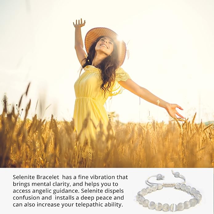 Energy Protection Crystal Handmade Adjustable Bead Bracelet Perfect for Men, Women’s Gift - Gemstone Healing Stretch Bracelet Pulsera Para Hombre Mujer Stocking Stuffer