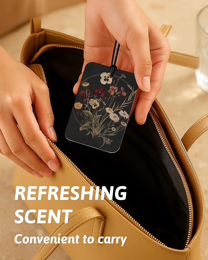 Vintage Floral Butterfly Car Air Freshener 4 Pcs, Dark Cottagecore Botanical Plant Hanging Air Freshener for Cars Closet Drawer Books, Gothic Flower Car Accessories Mirror Decor for Women