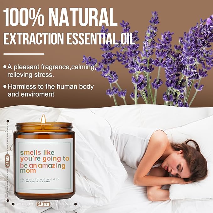 Mothers Day Gifts for Mom,New Mom Gifts,Gift for New Moms,Mothers Gift After Birth-7 OZ Lavender Soy Wax Candle