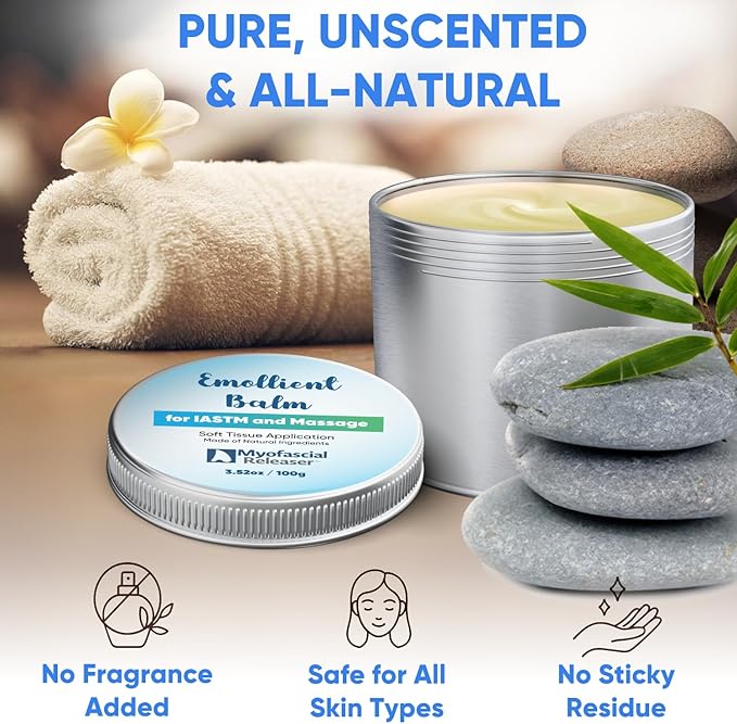 Myofascial Releaser Massage Tools Emollient Balm - Natural Essential Massage Oil - Myofascial Release Tool Massage Cream for Massage Therapy, IASTM Tool Muscle Rub Ultra Strength, Gua Sha Tool Partner