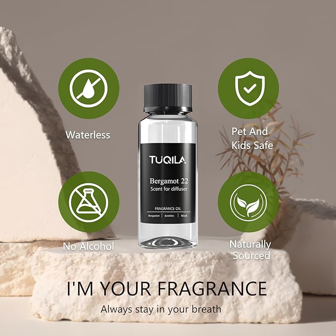 Hotel Bergamot Essential Oil - 120ML Waterless Scent Oil for Cold Air Diffusers, Luxury Aroma Fragrance Oils for Home, Spa & Office-Long Lasting Aromatic Oil for Waterless Diffusers