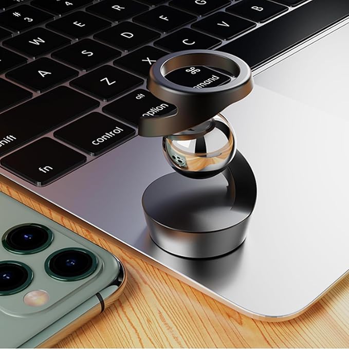 Kinetic Desk Toys, Desk Fidgets for Office for Adults, Fidget Toys for Kids with Autism, Metak Kinetic Spinning Desk Toy Ball (Black Silver)