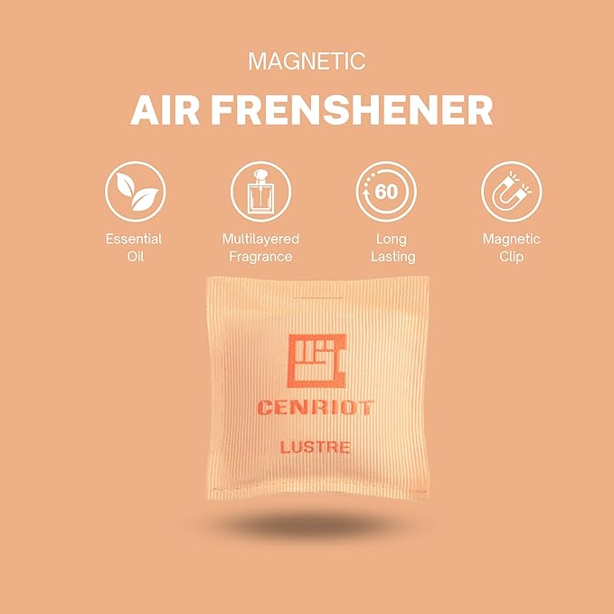 Car Air Freshener(Lustre)-Long Lasting Scented Sachet, Luxury Car Fragrance Diffuser, Magnetic Vent Clip and Hanging Ribbon, Clean and Natural with Essential Oil, For Home Drawer and Closet
