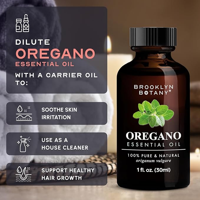 Brooklyn Botany Oregano Essential Oil - 100% Pure and Natural - Premium Grade Oil with Dropper - for Aromatherapy and Diffuser - 1 Fl Oz