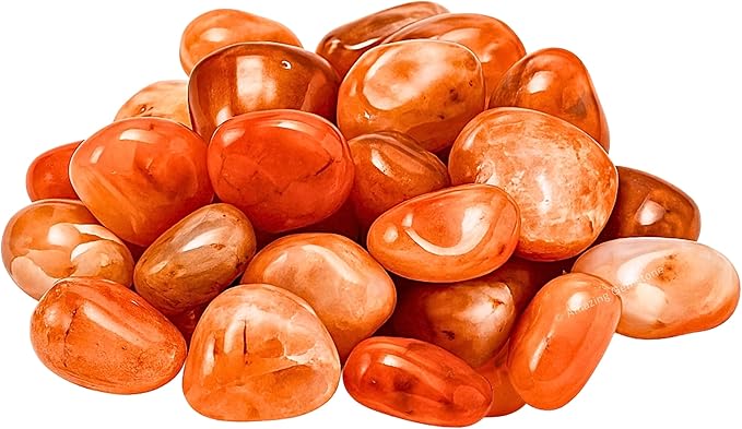 Amazing Gemstone Carnelian Crystals and Healing Stones Tumbled - 1000+ Carats Carnelian Stone, Natural Healing Stones for Energy Balance, Stress Relief - Premium Polished Gems Rocks for Meditation