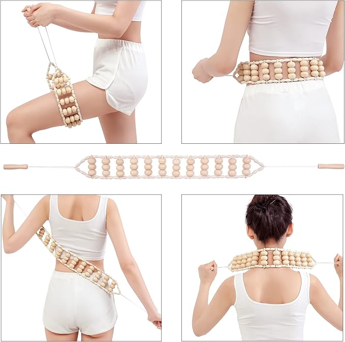 5-in-1 Wood Therapy Massage Tools Lymphatic Drainage Massager for Muscle Pain Relief | Maderoterapia Kit Body Sculpting Tools for Anti-Cellulite, Body Shaping
