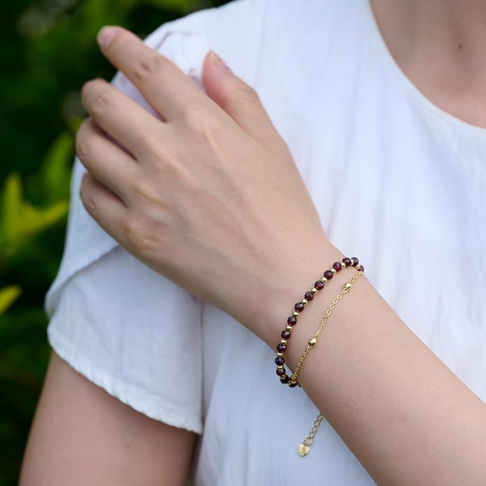 Farfume Crystal Bracelet Beaded Bracelets for Women 4mm Natural Stone Beads Gemstone Handmade Anxiety Jewelry Gifts