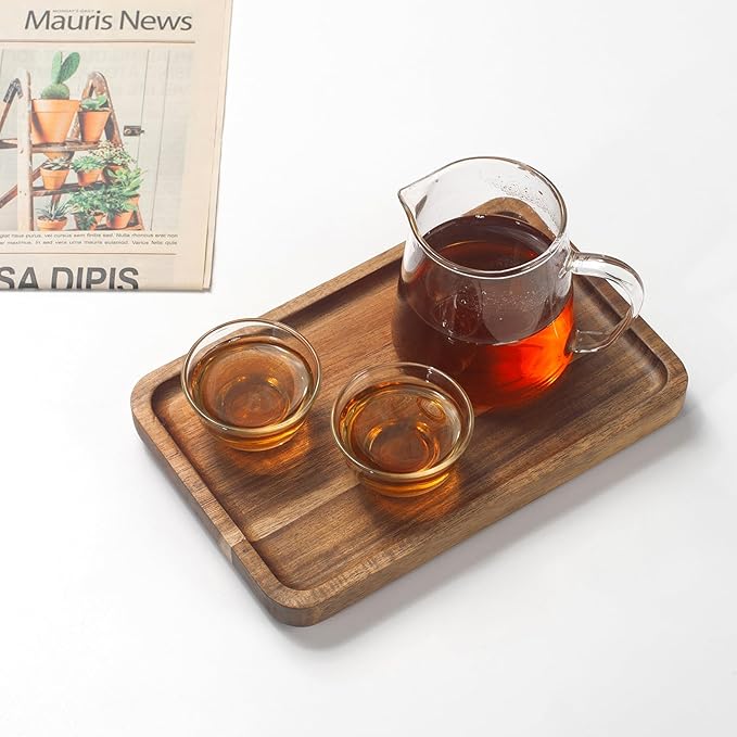 Bathroom Vanity Tray, Bathroom Tray for Counter, Toilet Tank Tray, Wood Bathroom Tray for Organizing and Home Decor (7.9 x 5.1 x 0.8 inch)