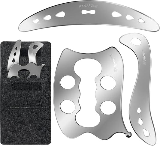 3 Pack Stainless Steel Guasha Tool, Muscle Scraper Tools for Full-Body Massage, Muscle Relief, Physical Therapy & Myofascial Release