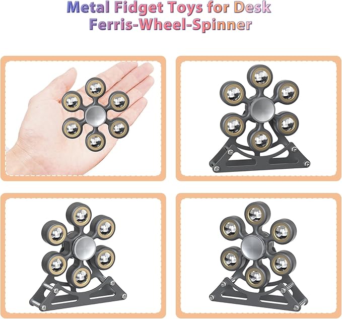 Desk Toys for Fidget Ferris-Wheel-Spinner: 4mins Kinetic-Spinning Cool-Gadgets, Cool-Stuff Thing Toy for Office School Home Man Women Christmas, Stress-Relief Game Gifts for Adult Teen Children Kid