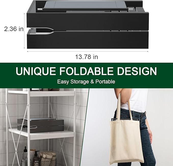 Foldable Bamboo Bathtub Caddy Tray Expandable for Luxury Bath, Bath Accessories & Table with Wine Glass Holder, Book Stand Bathroom Organizer with Extending Sides for Men/Women,Black