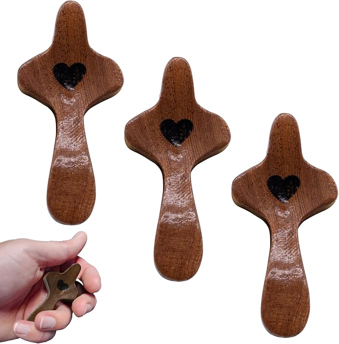Atlodas Cross My Heart, Encouragement Gift, Relieve Anxiety Comfort for Clutching, Clinging and Praying, Pocket Olive Wood Cross Religious Gift for Children and Adults (A, 3Pcs)