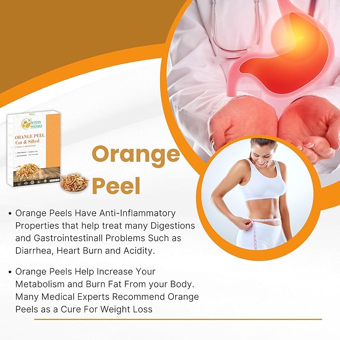 Herbs Botanica Dried Orange Peel Organic Cut & Sifted Naural Orange Zest for Herbal Tea Culinary Delights and Wellness Vegan, Non GMO & Gluten Free 8 oz