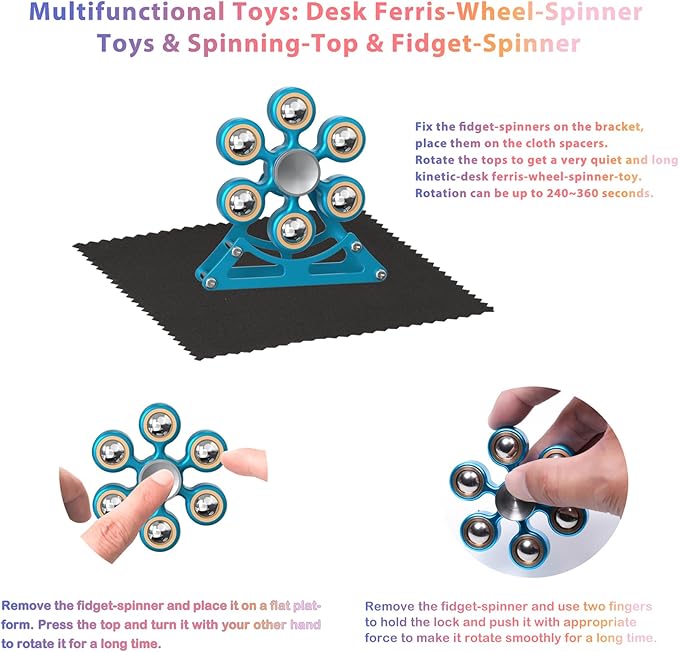 Desk Toys for Fidget Ferris-Wheel-Spinner: 4mins Kinetic-Spinning Cool-Gadgets, Cool-Stuff Thing Toy for Office School Home Man Women Christmas, Stress-Relief Game Gifts for Adult Teen Children Kid