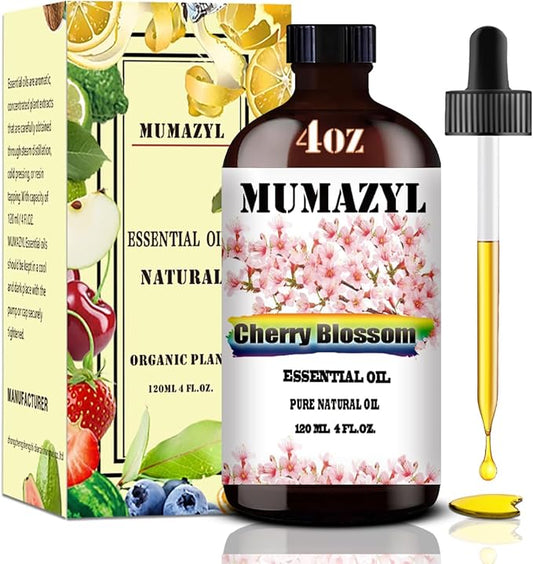 Cherry Blossom Essential Oil, Cherry Blossom Oil 4 Fl Oz 120ML for Diffuser Humidifier Yoga Cleaning DIY Candle Soap Making Essential Oils