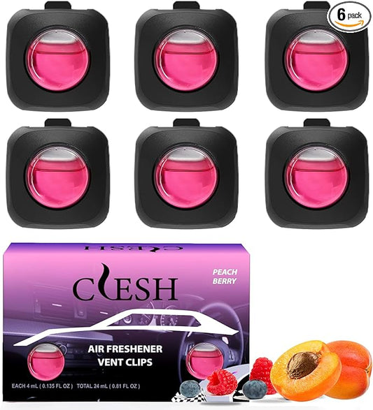 Car Air Fresheners, Peach Berry, 6-Pack, 4ml Each, Car Air Freshener vent clips, Long Lasting Air Freshener, Car Fresheners, Odor Eliminator