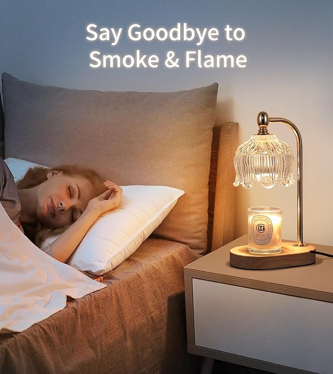 Candle Warmer Lamp with Timer and Dimmer,Electric Gold Light Gifts for Women Melt Wax Warmer Lamp with 2 Bulbs for Candle Jars House Warming New Home Decor Bedroom