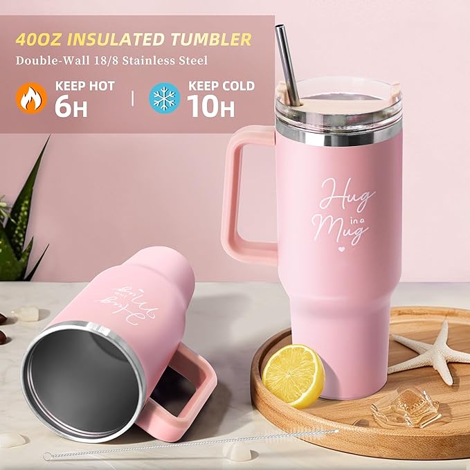 15PCS Birthday Gifts for Women, Relaxing Spa Basket With Luxury Flannel Blanket and 40 oz Tumbler - Care Package for Her, Mom, Wife, Friends - Valentine's, Mother's Day, Christmas