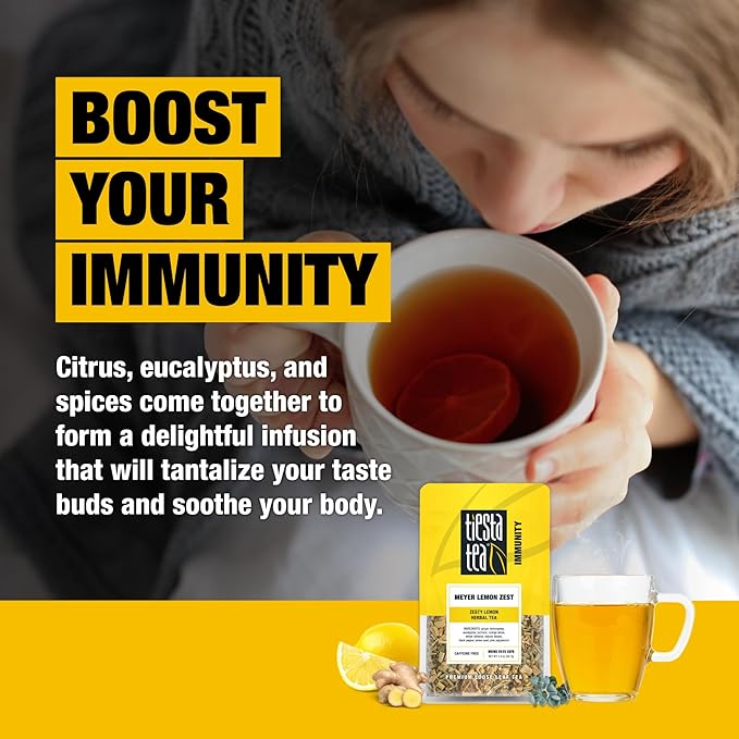 Tiesta Tea - Meyer Lemon Zest, Loose Leaf, Zesty Lemon Herbal Tea, Premium Caffeine-Free Blend, Makes Hot or Iced & Up to 25 Cups, 2oz Resealable Pouch