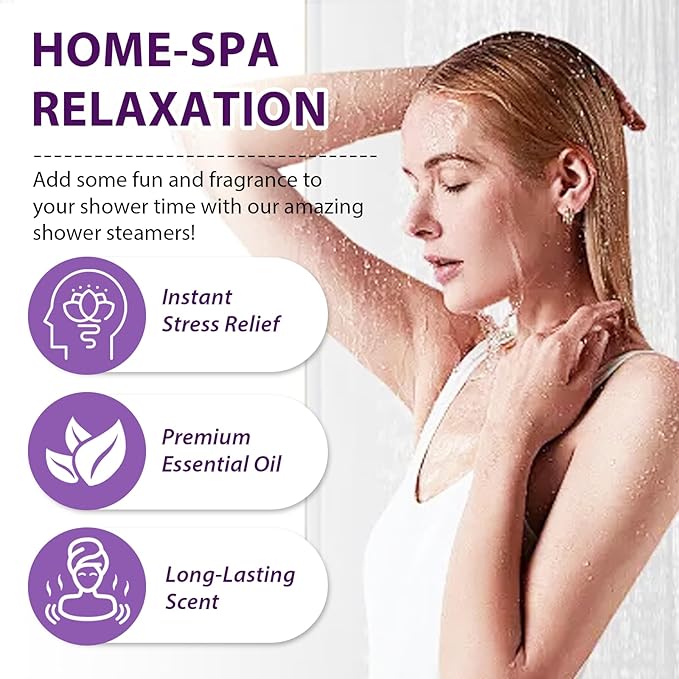 Shower Steamers Aromatherapy, Premium Long-Lasting Shower Bombs, 8 Natural Scented Shower Tablets, Individually Foil Packaged for Freshness
