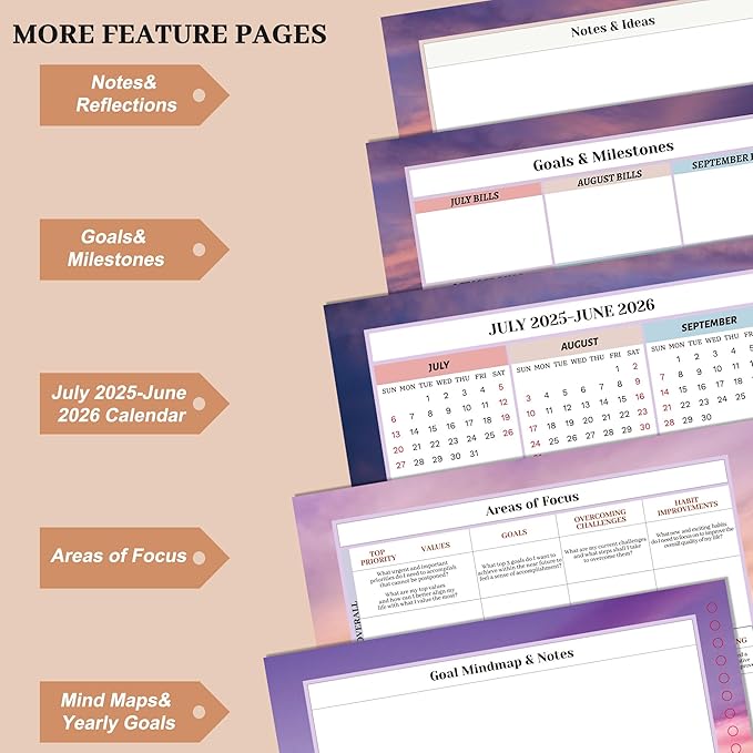 CAGIE Planner 2025-2026 for Women, Hourly Daily Planners July 2025-2026 Calendar Weekly and Monthly Large 25-26 Yearly Academic Agenda with Stickers Hardcover, 8.5 x 11