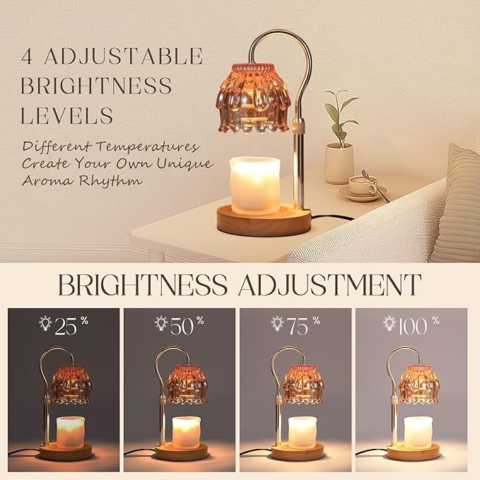 SnowBB Flower Candle Warmer Lamp, Timer Dimmer, Adjustable Height, Birthday Gift for Women Mom Friend Sister, House Warming Gift New Home Decor, Vintage Wax Melt Warmer, Christmas White Elephant Gifts