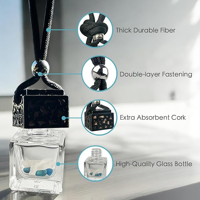 Innergy Aries Zodiac Crystal Infused Car Air Freshener - Portable 8 ml. Hanging Essential Oil Diffuser for Vehicle, Long-Lasting Fragrance, Eco-Friendly Design, Freshness On The Go!