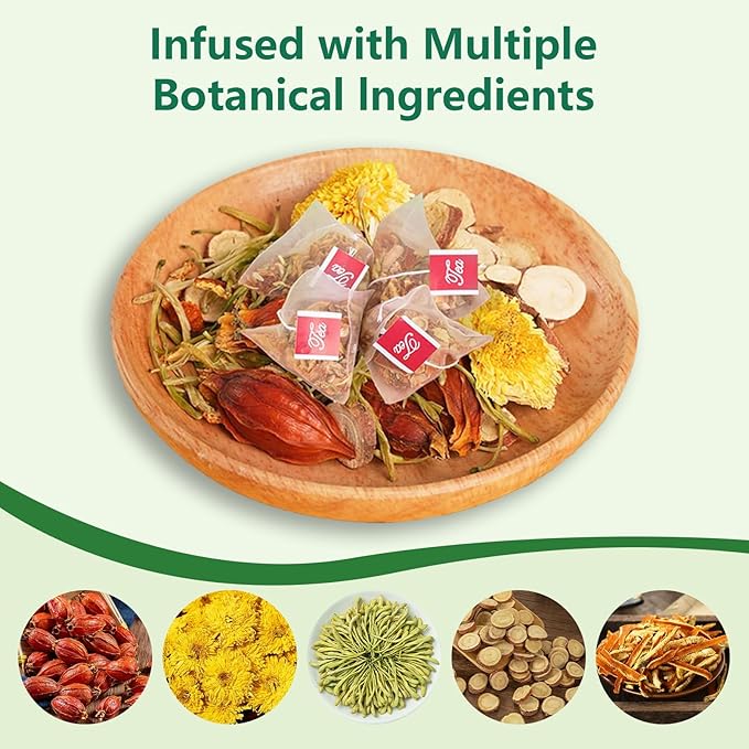 12 Tea Bags Chicory & Gardenia Herbal Tea - Gardenia, Chicory, Honeysuckle, Licorice, Tangerine Peel, Natural Sugar Free Blend, Vegan & Caffeine Free (2pcs)