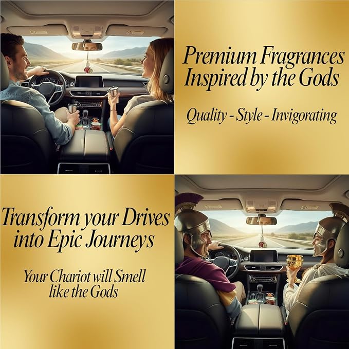 Mahogany Teakwood Car Air Freshener – Alexander Collection by House of Olympus | Luxury Hanging Diffuser | Long-Lasting Scent | Antique Bronze Coin Charm