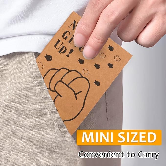 feela 8 Pack Cute Kraft Notebooks, 8 Designs Mini Pocket A6 Notebook Journal Notepad, Lined Small Motivation Blank Journal Bulk for Women Kids Students Gift School Supplies, 4.1X5.8 in, 80 Pages