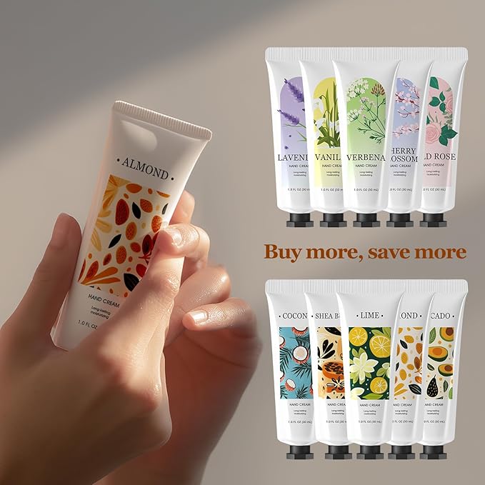 BODY & EARTH 50 Pack Hand Cream, Mini Lotion Bulk, Travel Size Lotion Bulk, Teacher Gifts, Bridesmaid Gifts and Bachelorette Party Favors.