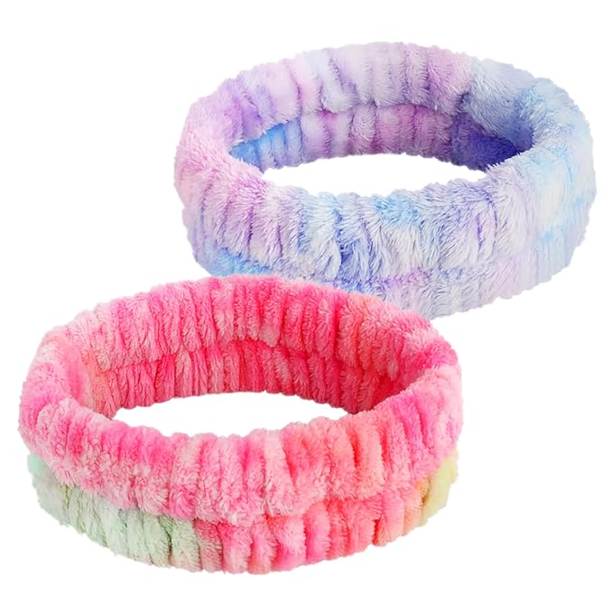 Headband for Washing Face, 2Pcs Spa and Makeup Headband, Microfiber Face wash Headbands for Facial Clean, Skincare Shower
