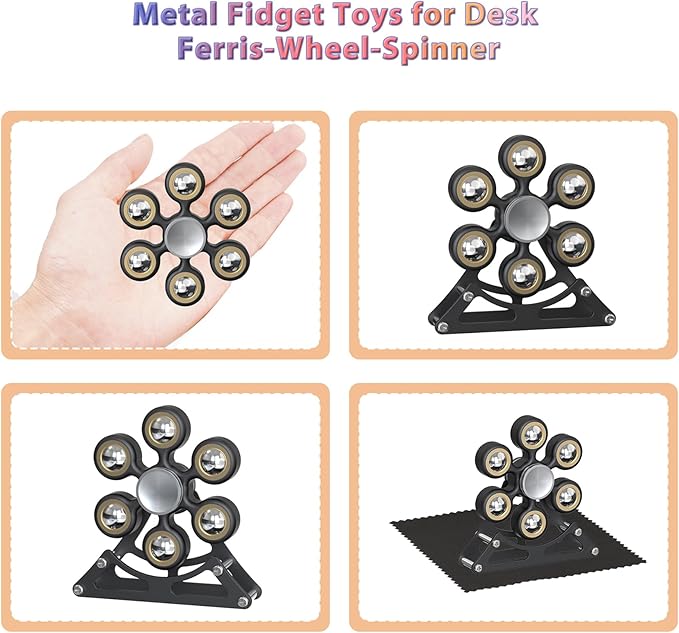 Desk Toys for Fidget Ferris-Wheel-Spinner: 4mins Kinetic-Spinning Cool-Gadgets, Cool-Stuff Thing Toy for Office School Home Man Women Christmas, Stress-Relief Game Gifts for Adult Teen Children Kid